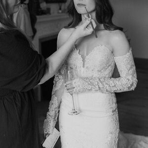 Pronovias Kodiak Wedding Dress with Custom Lace Sleeves